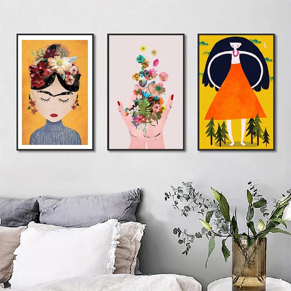 Boho ̴ϽƮ     Ʈ ĵ ȸȭ   Frida K Art Work Picture Wall Art for Living Room Decor